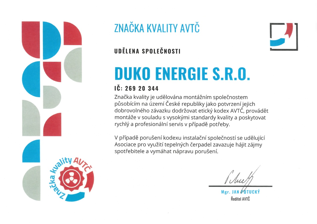 Certifikát "Značka kvality AVTČ"